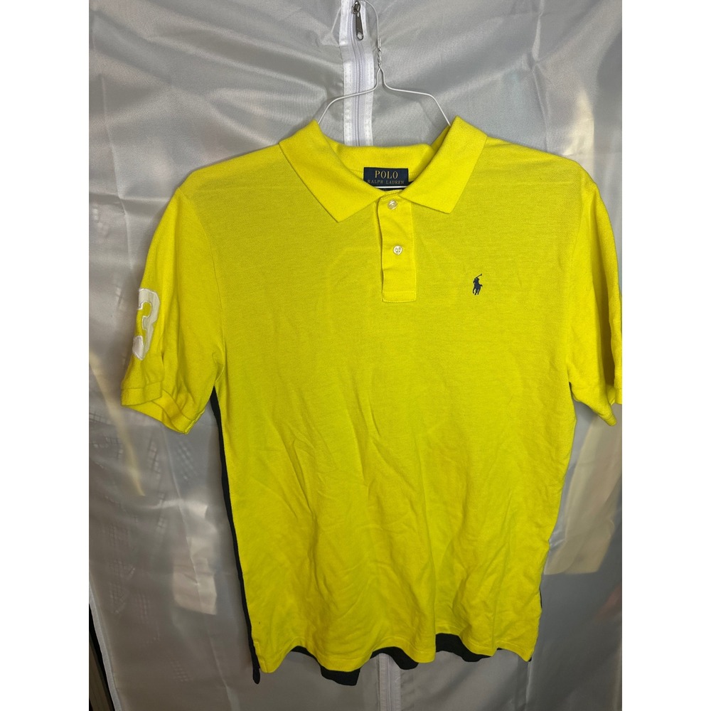 Polo Ralph Lauren Boys XL 18-20 Yellow Short Sleeve Big Pony Polo Shirt 3 Patch